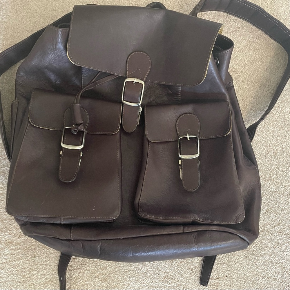 Classic Brown Leather Backpack
